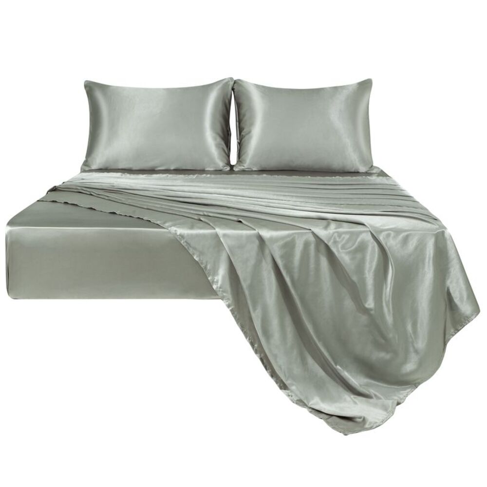 Satin Sheet Set 4-Pieces Bedding King Ash Gray